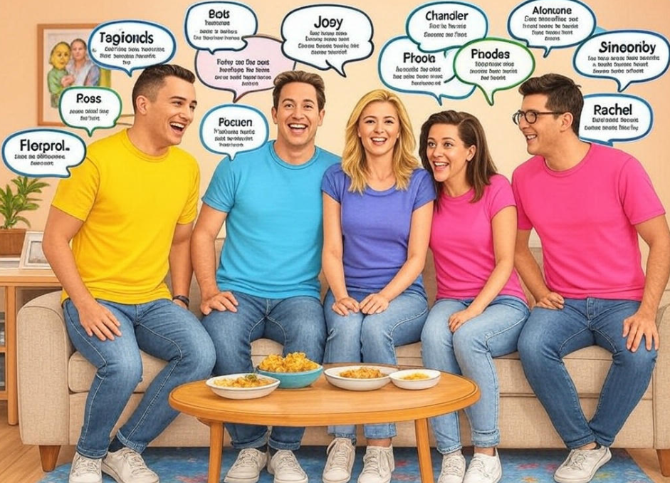 Colorful friends enjoying snacks
