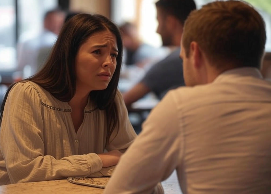 Worried woman confronting man