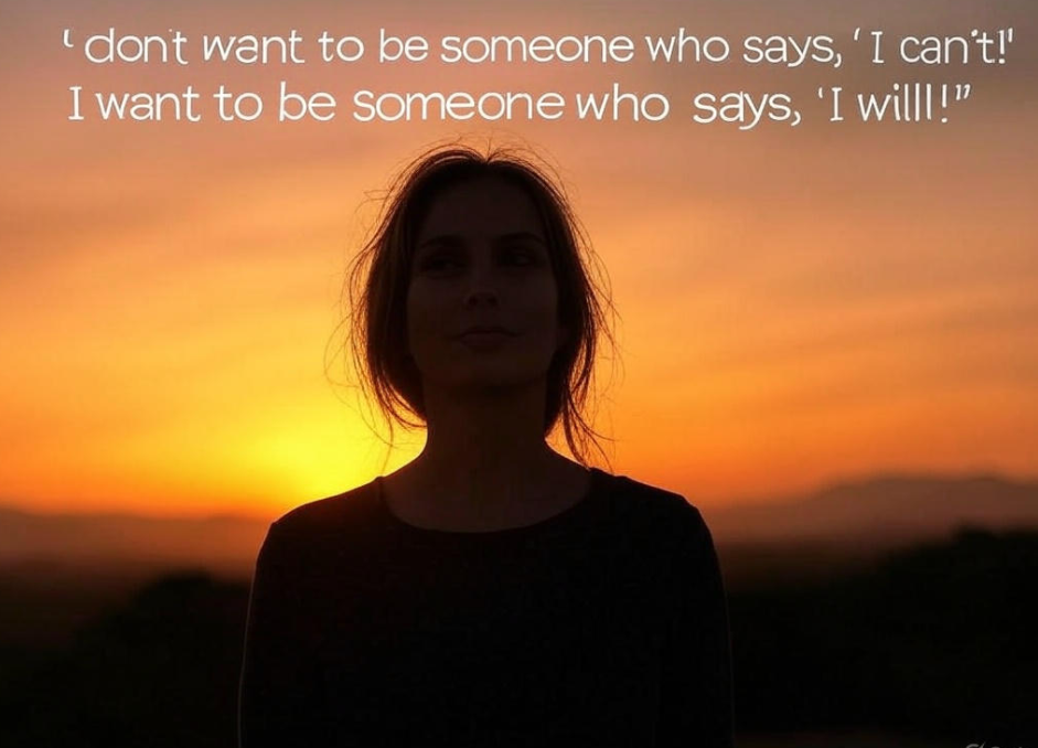 Silhouette at motivational sunset