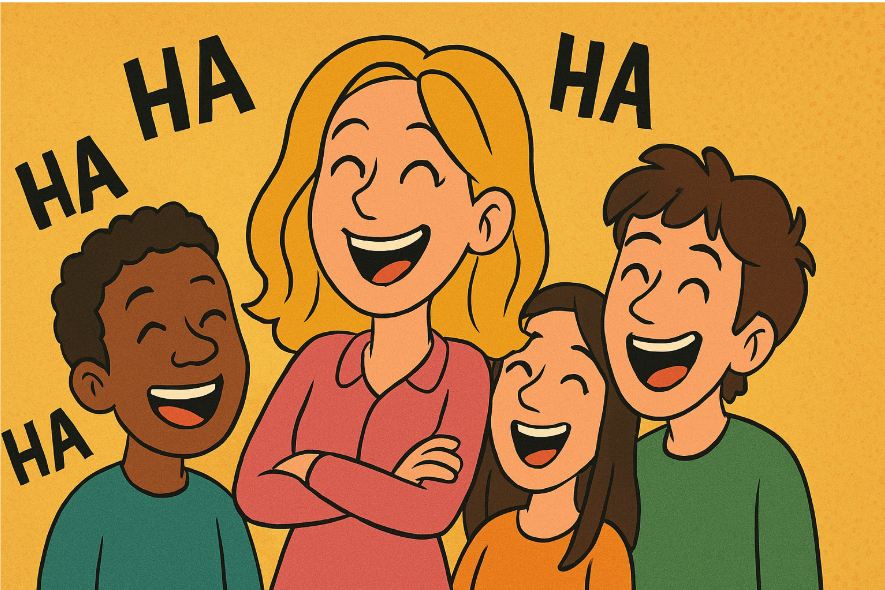 Group laughing cartoon illustration