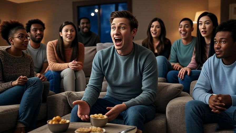 Excited man with friends