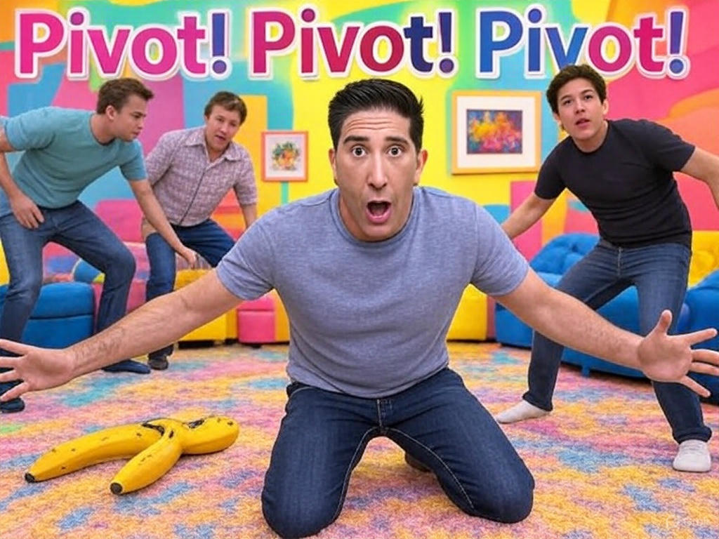 Friends reenact iconic Pivot scene.