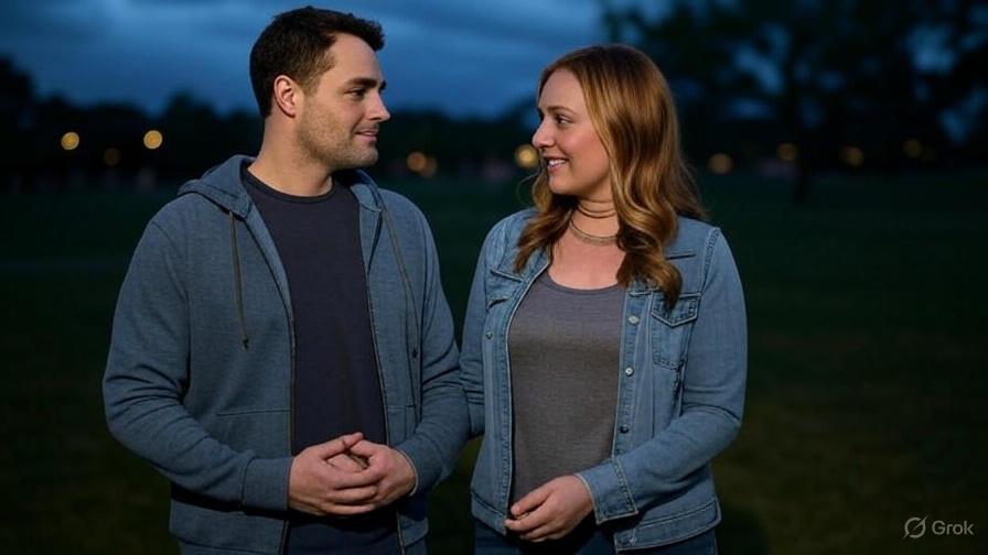 Two people outdoors, smiling.