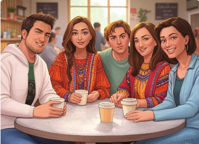 Friends enjoying coffee together