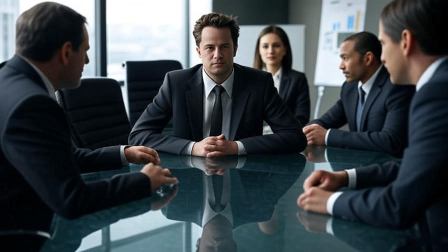 Business meeting in boardroom.