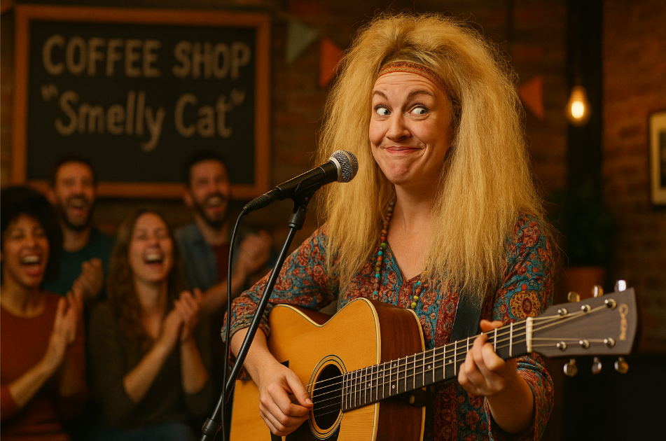 Woman performing at cafe