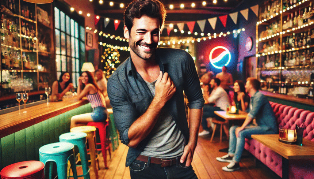Confident man in bar