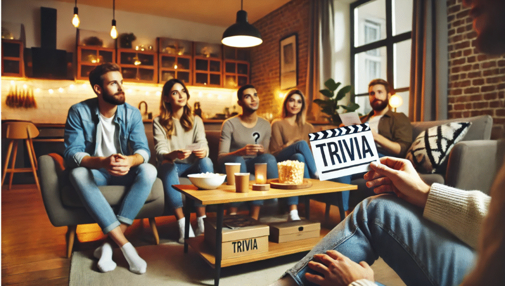 Friends enjoying trivia night