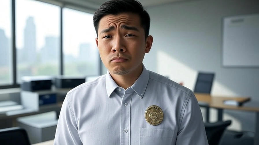 Office worker with badge.