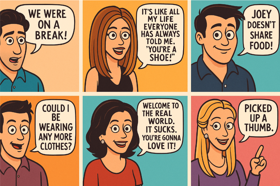 Friends quotes cartoon collage