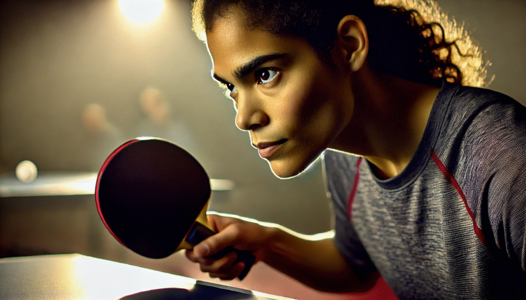 Focused table tennis player