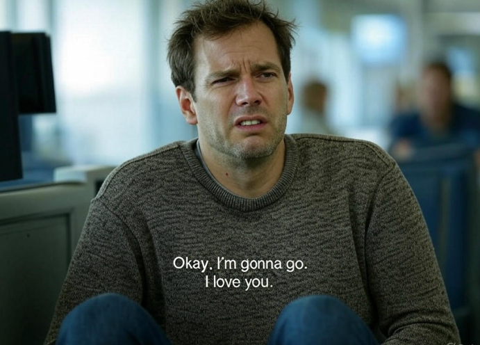 Man saying goodbye emotionally.