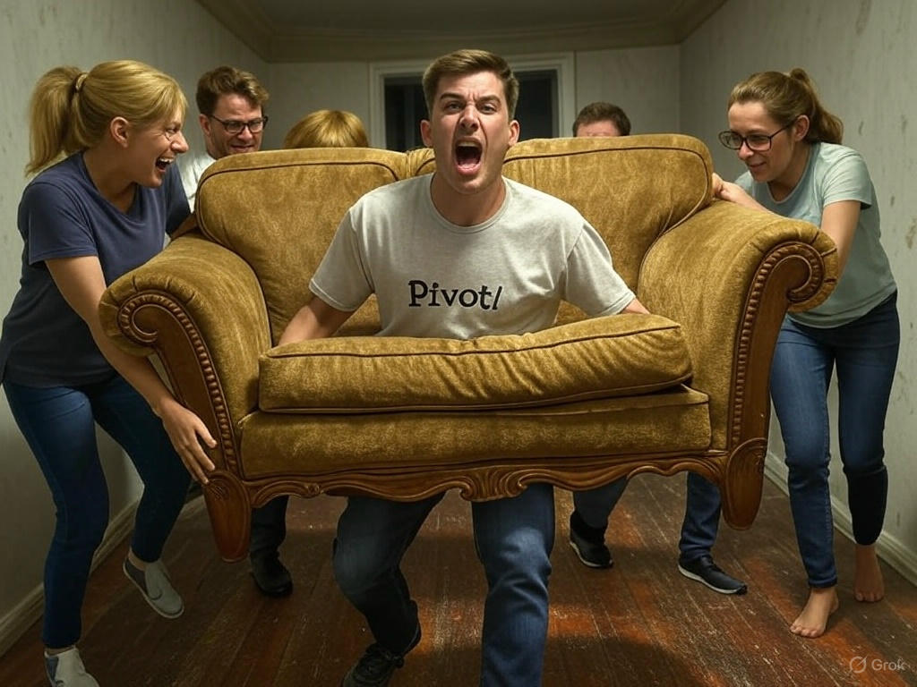 Group struggles moving couch