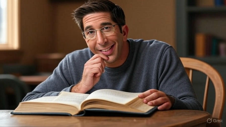 Man reading book thoughtfully.
