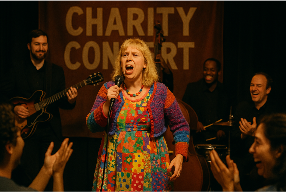 Singer performing at charity