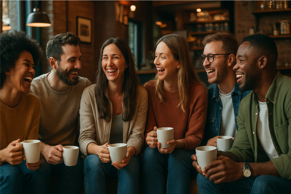 Friends enjoying coffee together