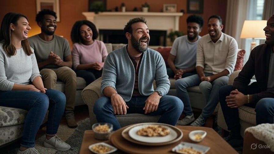 Group enjoying cozy gathering.