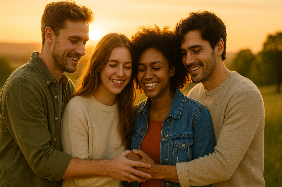 a group of friends holding hands