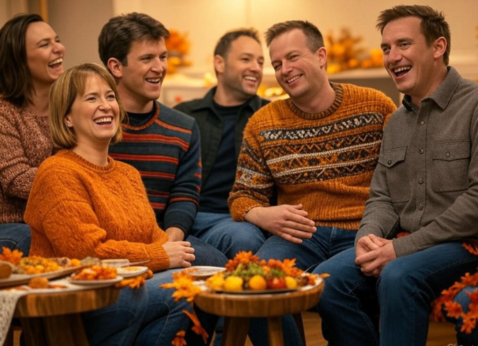Friends enjoying autumn gathering