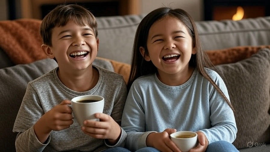 Two kids laughing together.