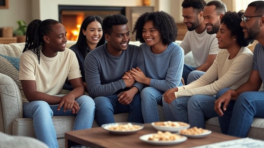 Friends laughing on couch.