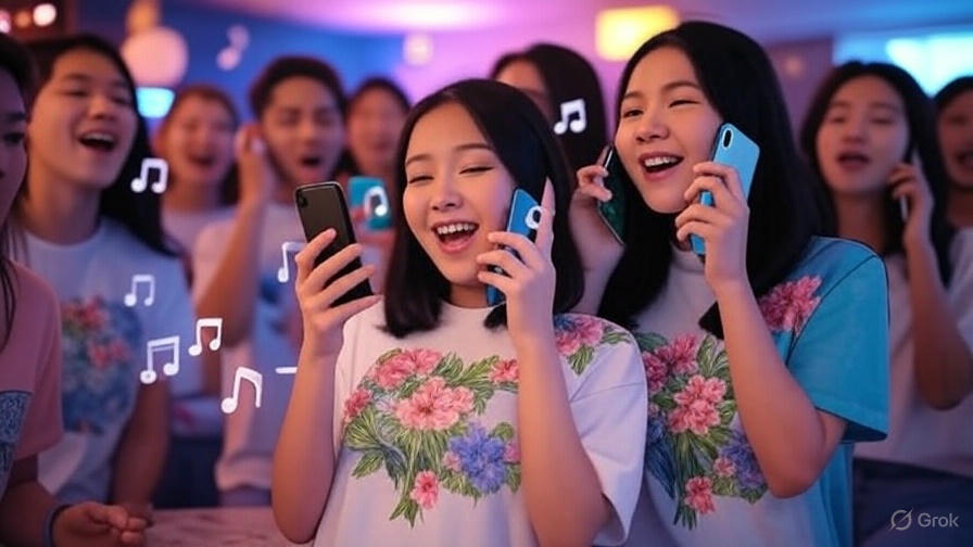 Group singing with phones.