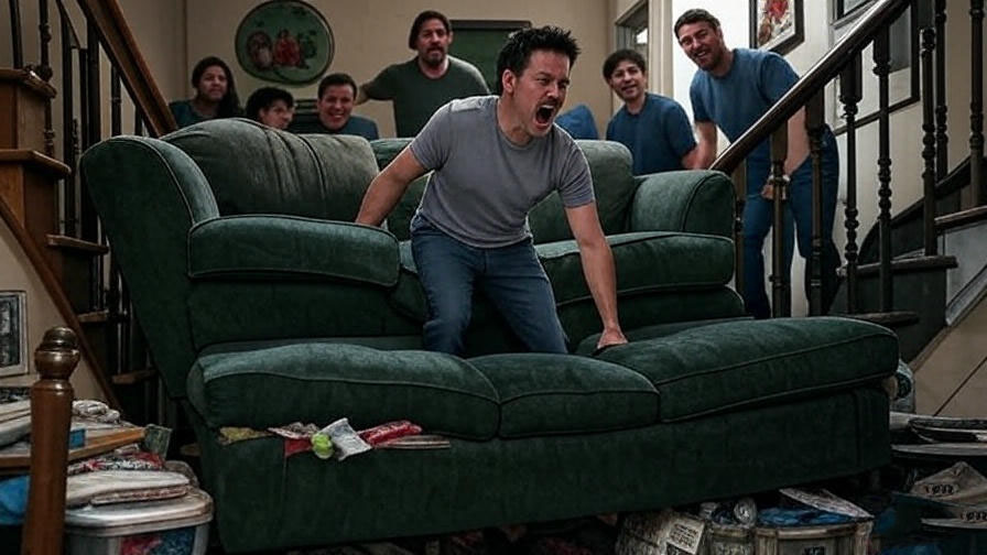 Man struggling with sofa