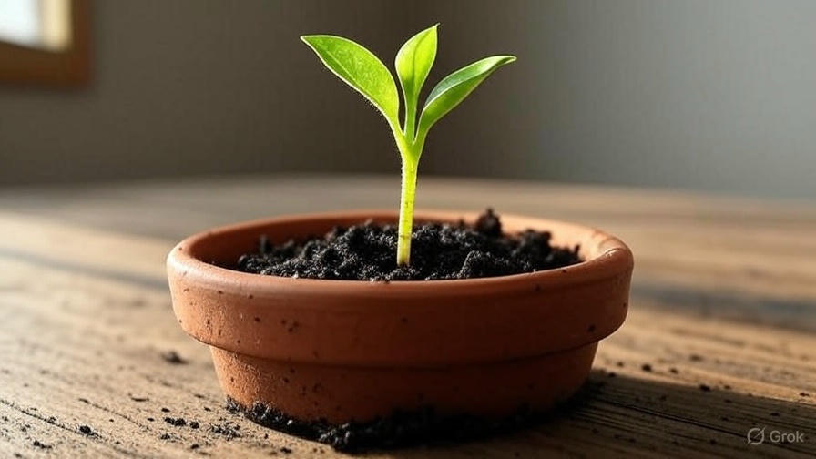 Small plant in pot.