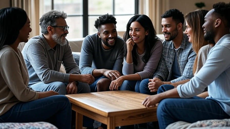 Group of friends chatting.
