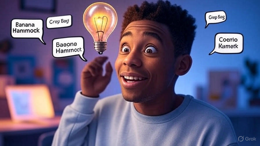 Excited person with lightbulb ideas.