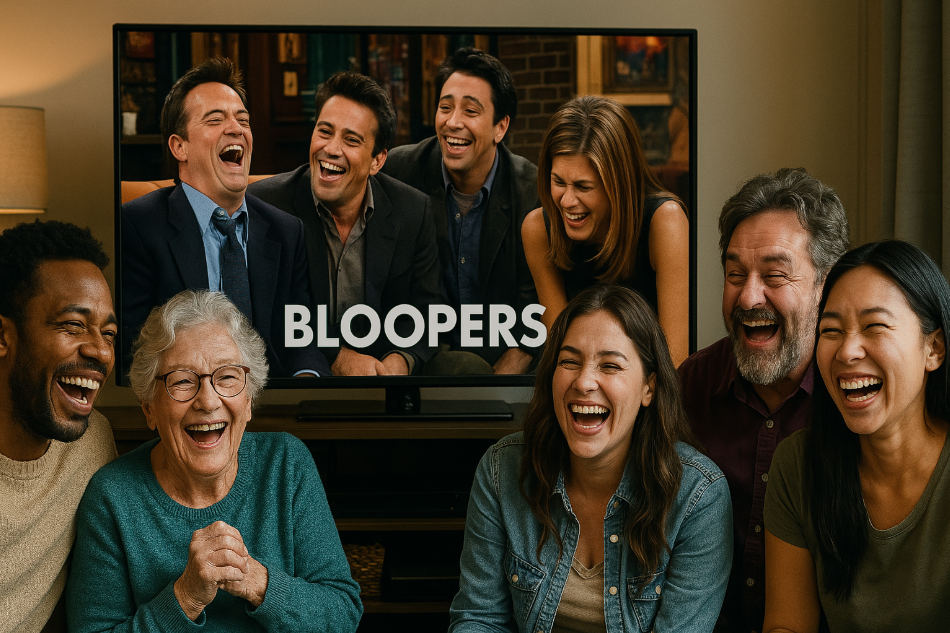 Group watches funny TV blooper