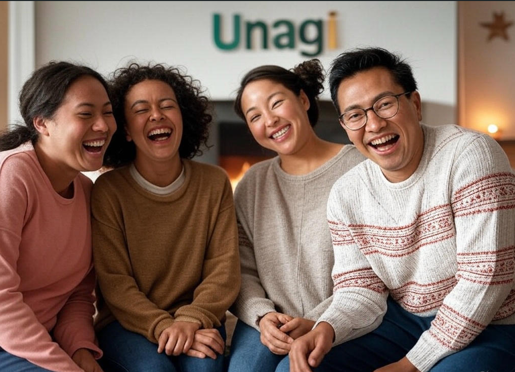 Joyful friends at Unagi