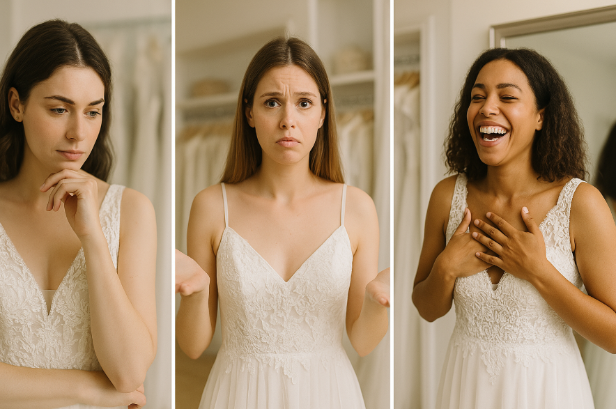 Brides reacting to dresses
