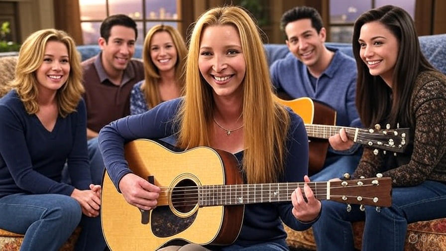 Friends playing guitars indoors.