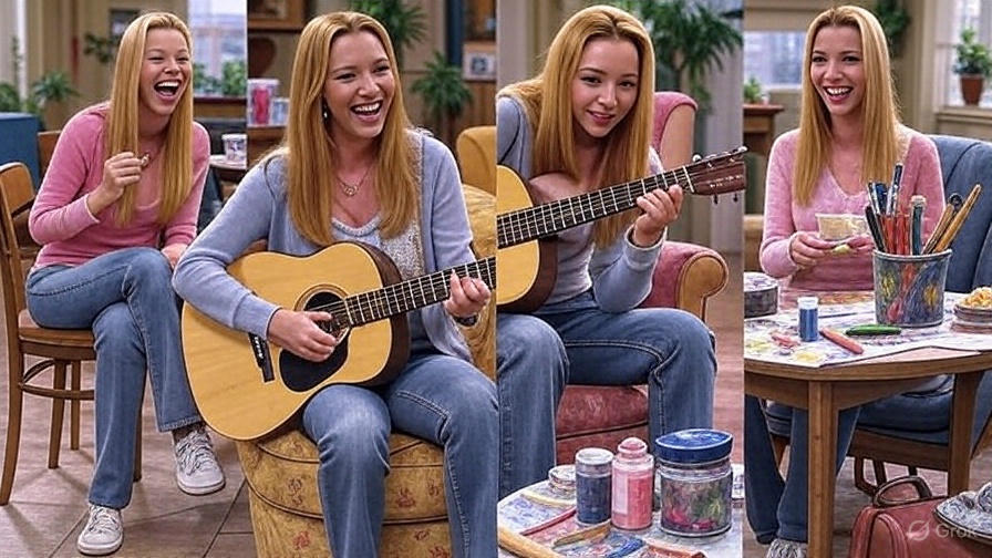 Women playing guitar indoors.