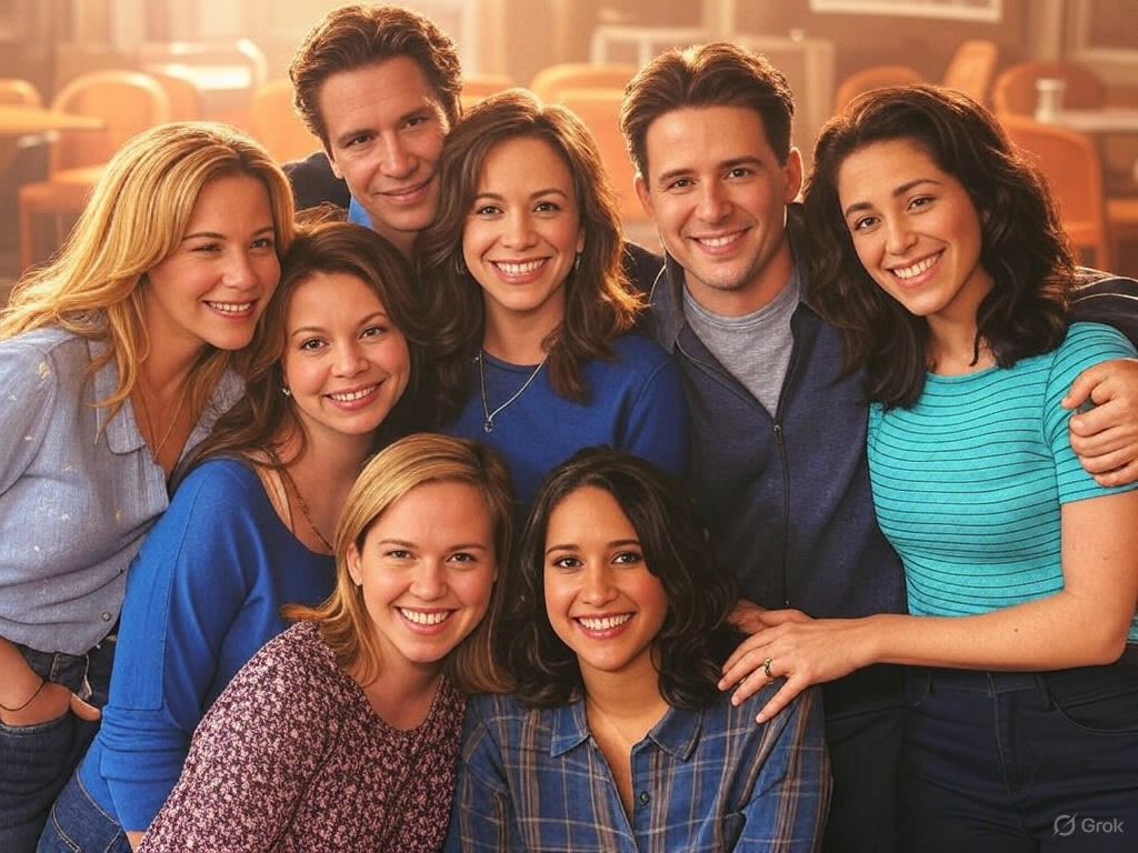 Group of friends smiling.