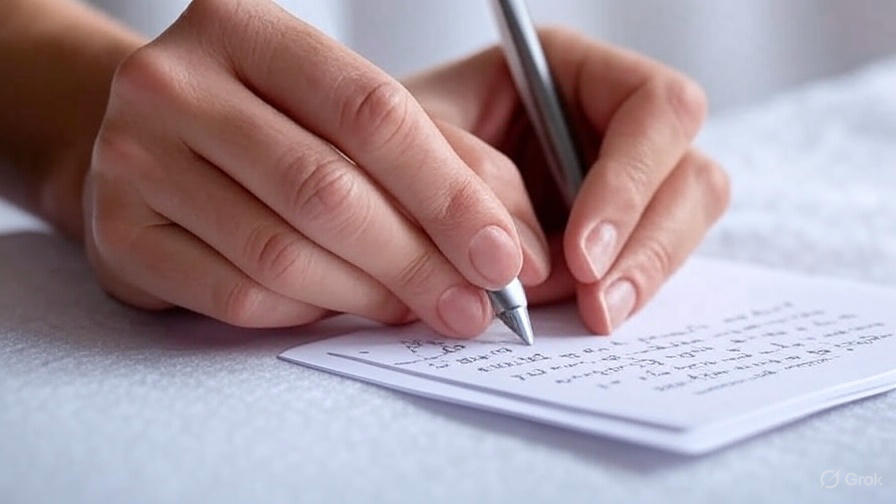 Hands writing on paper