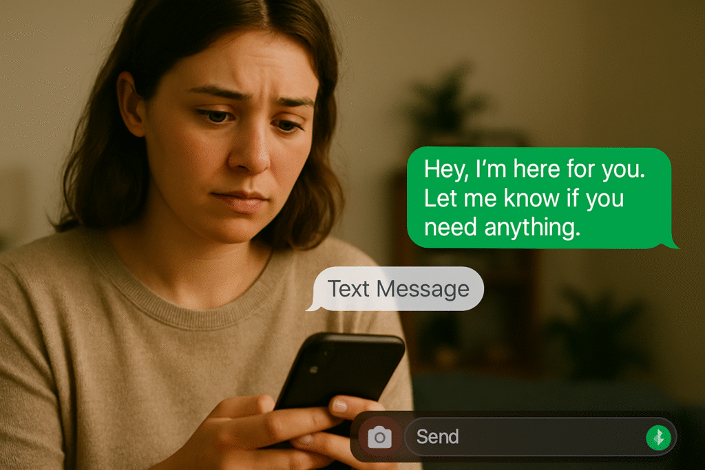 A person texting a friend