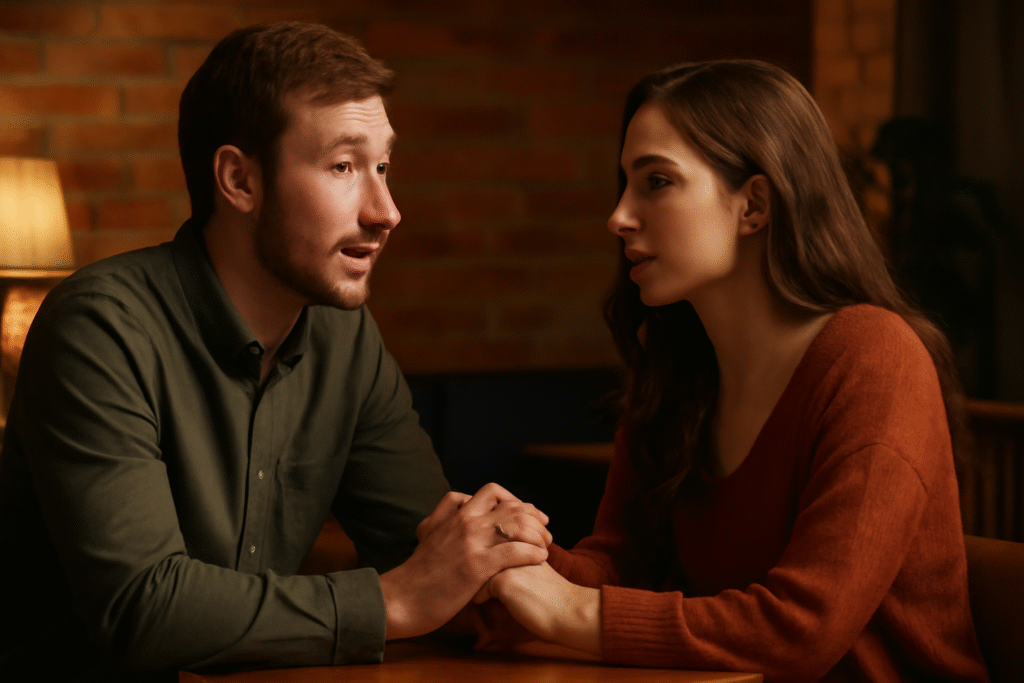 Couple holding hands warmly