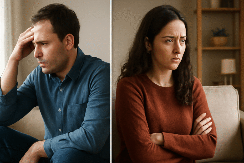 Couple arguing with tension
