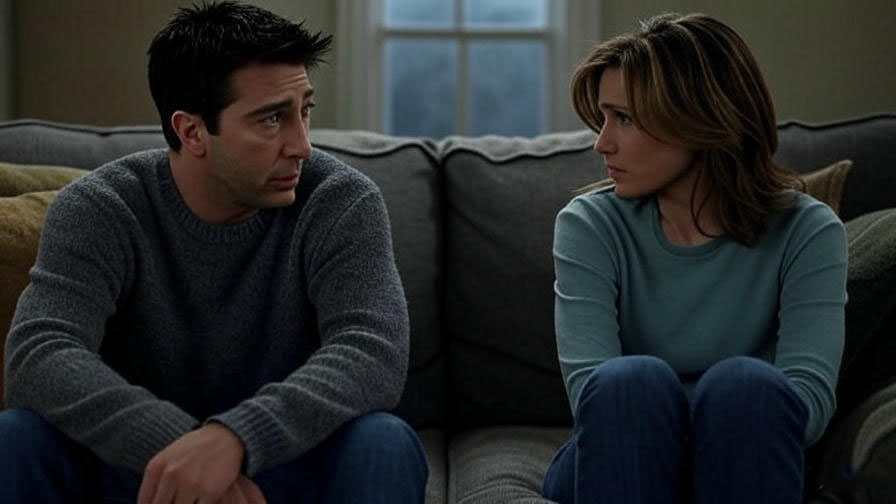 Couple on couch talking