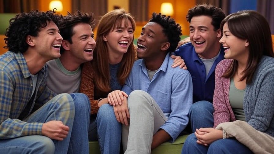 Happy group laughing together 
