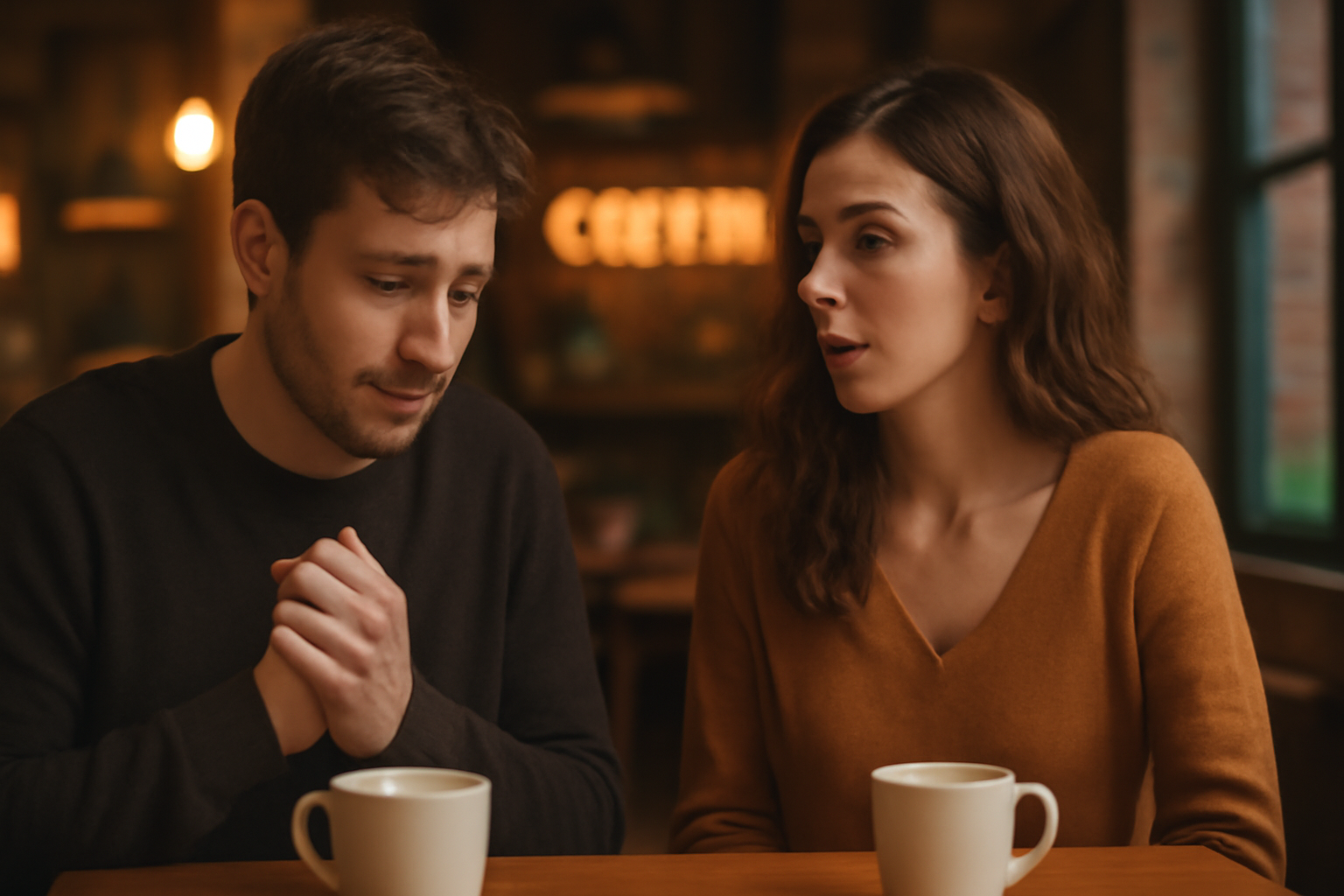 Couple having serious conversation
