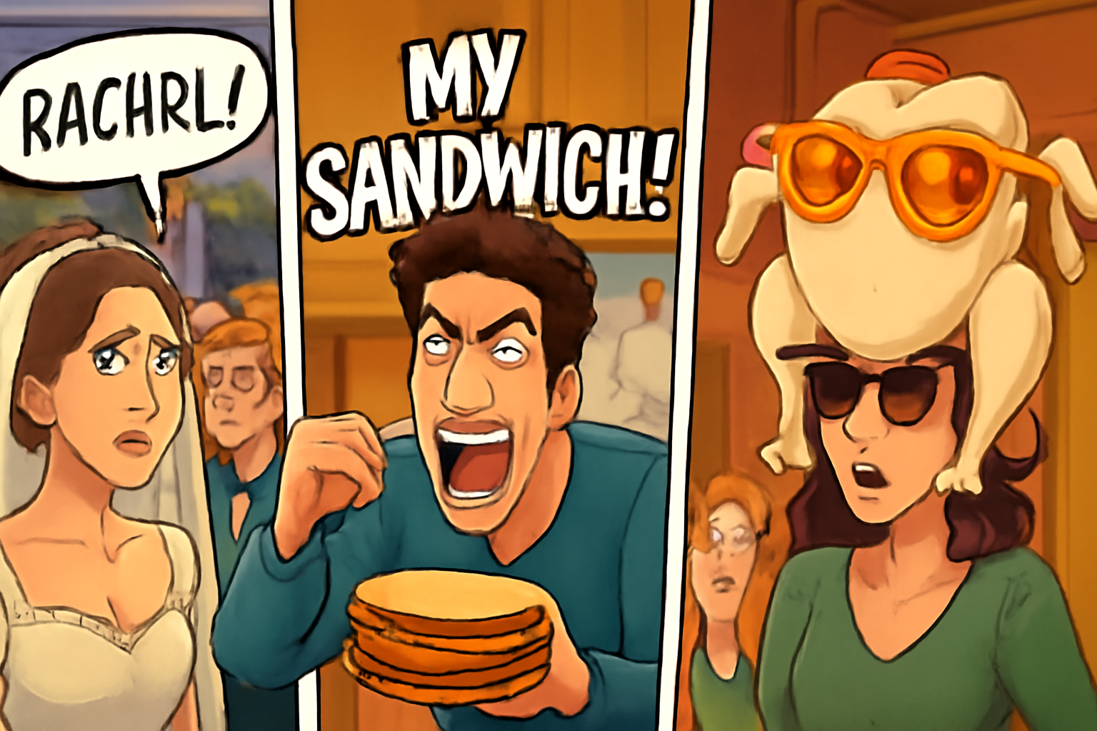Friends Thanksgiving sandwich moment