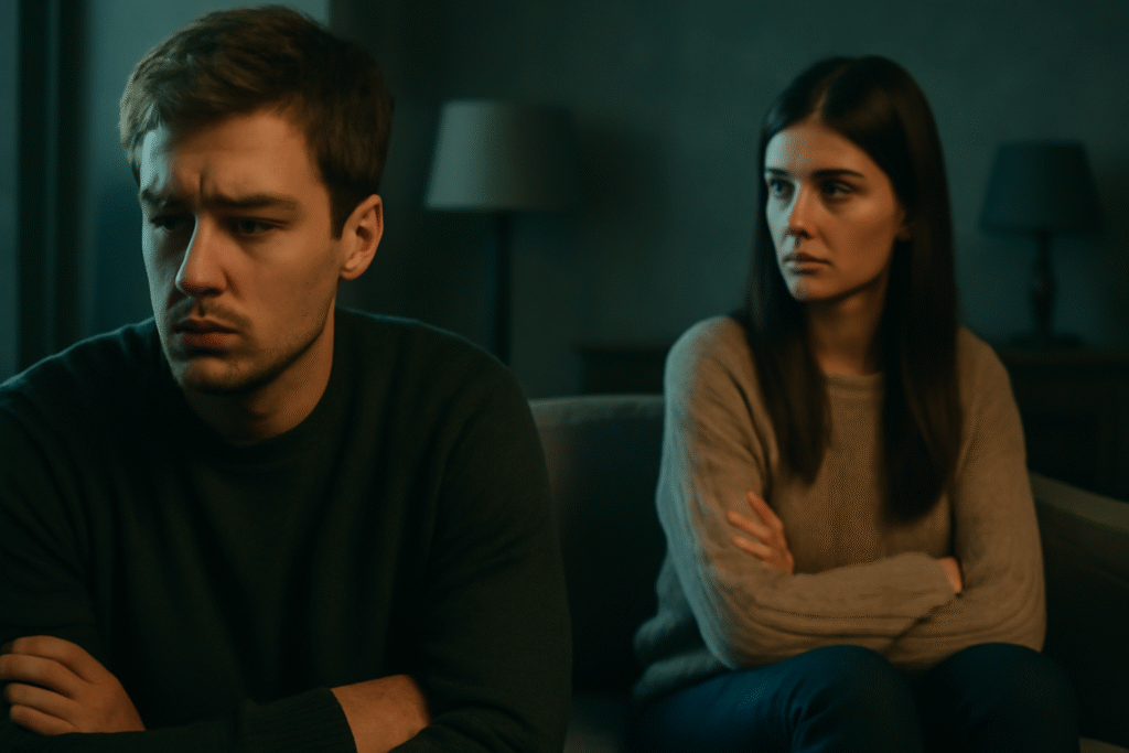 Couple sitting in silence
