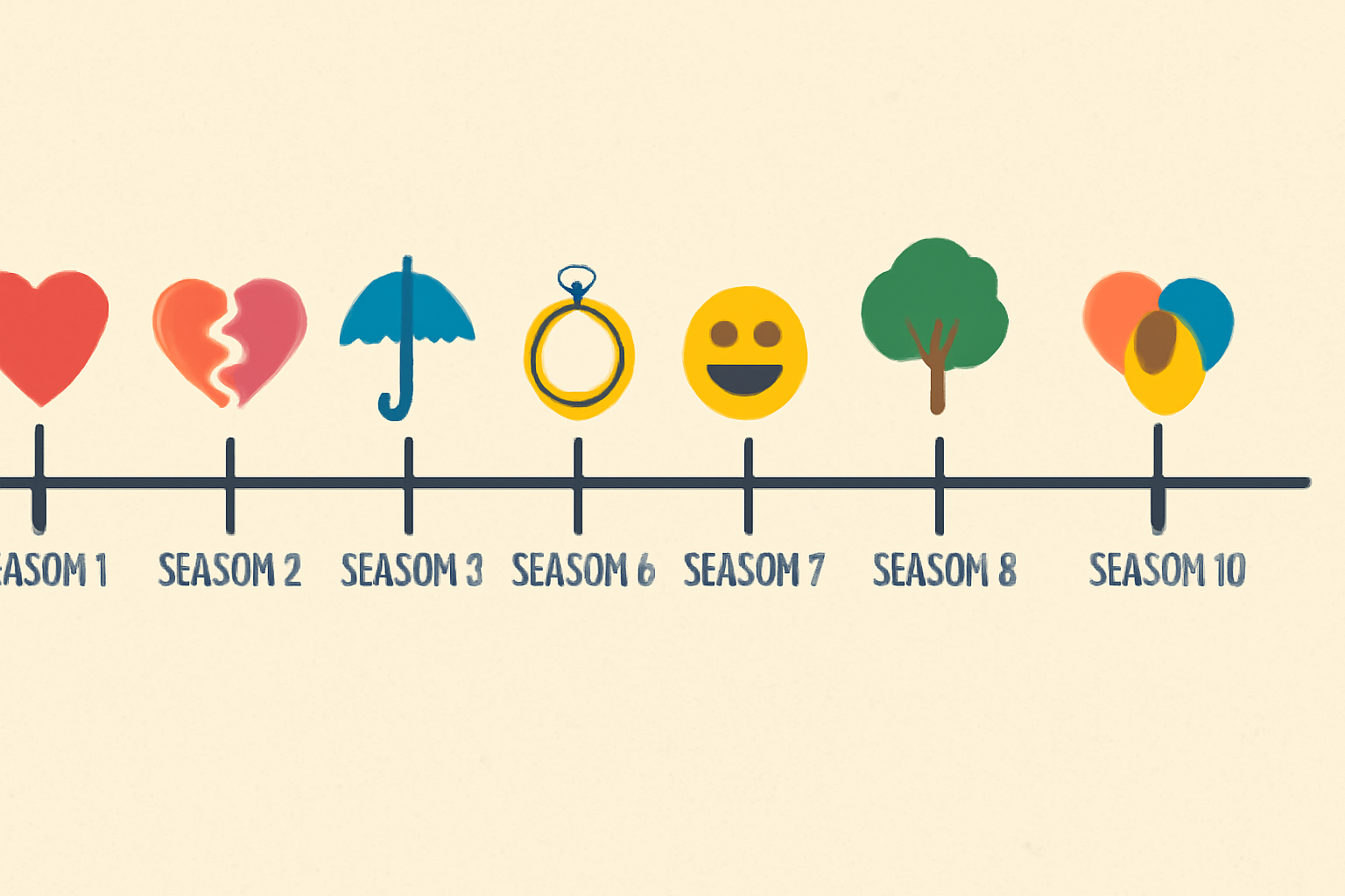 Friends season timeline emojis