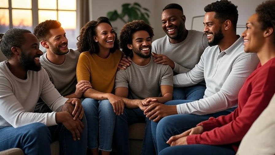 Happy group sitting together 