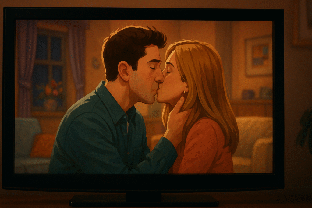 Romantic kiss on TV