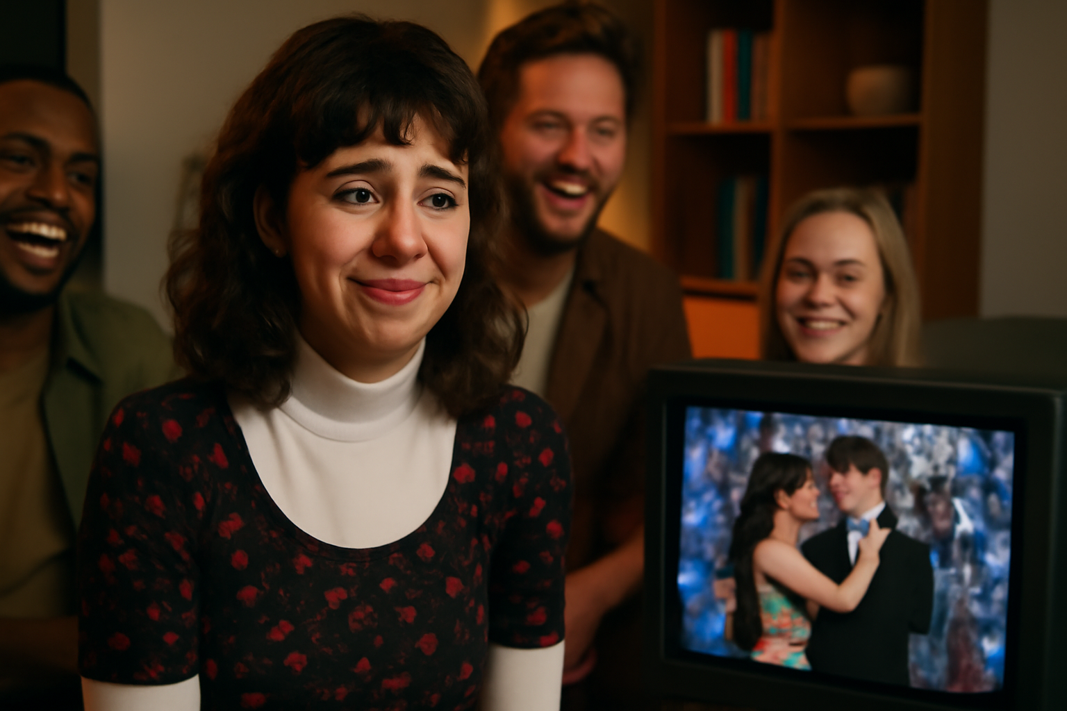 Group watching emotional moment