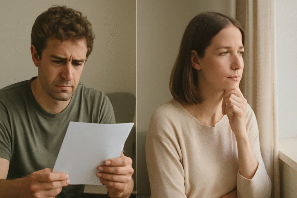 Man Reading Letter Concerned